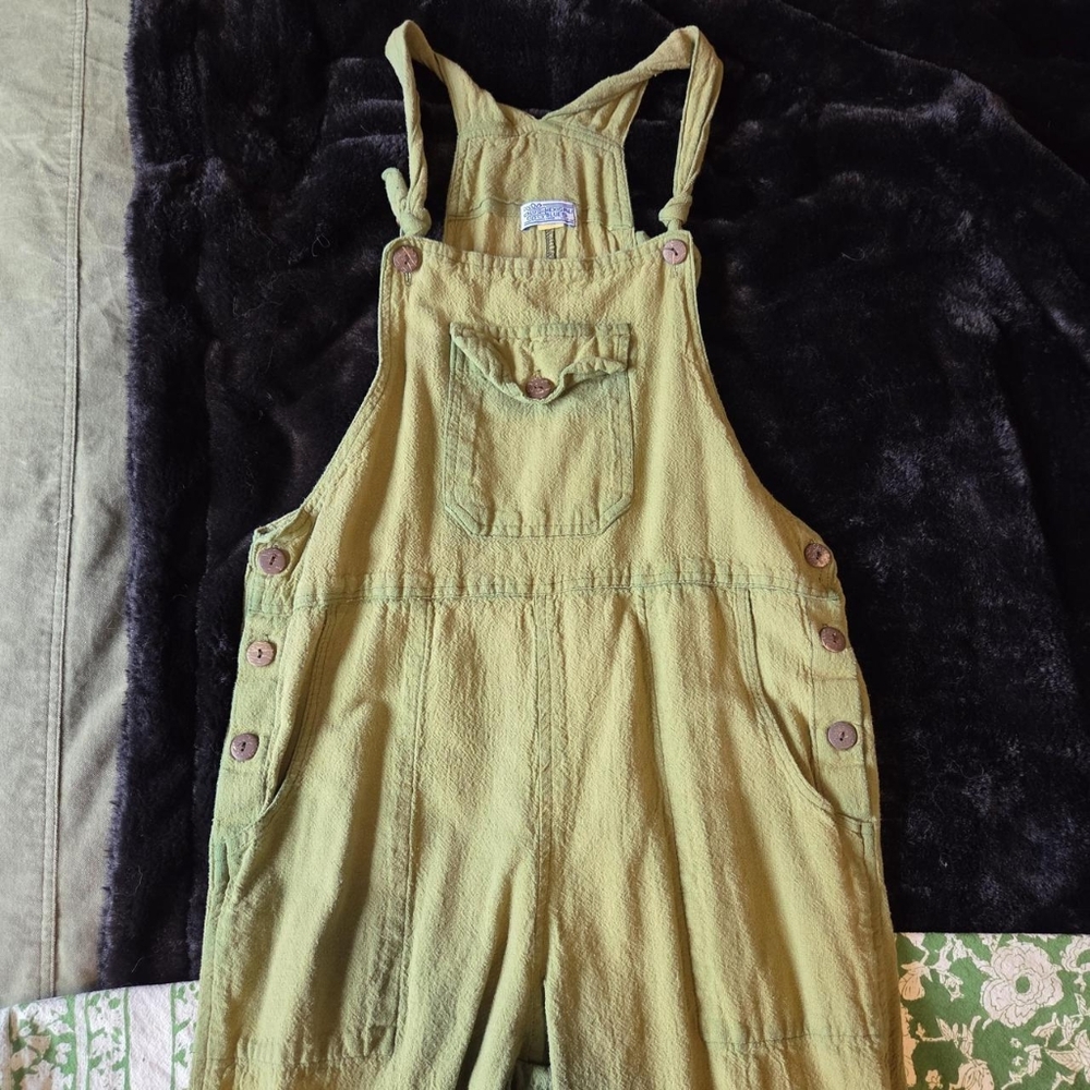Green Overalls with Button Details